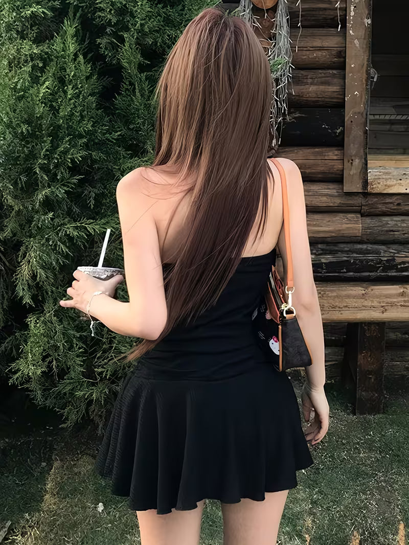 Mini Dress | New Spring And Summer Halter Neck with Fake Two-Piece Design, Waist- And Pure Desire Style Women'S Dress