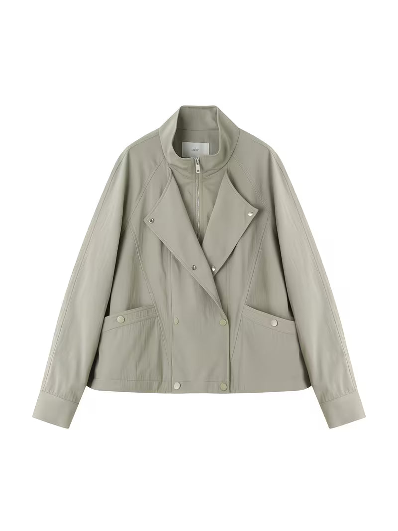 Women's Spring/Summer New Style Trench Coat 2-in-1 Look Loose Jacket Elegant Temperament Spring/Summer New Women's Raglan Sleeve Loose Casual Short Coat