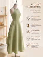 Halter Neck Rhinestone Embellished Sleeveless Slim Waist Dress for Women Daily Office Dating Casual Wear