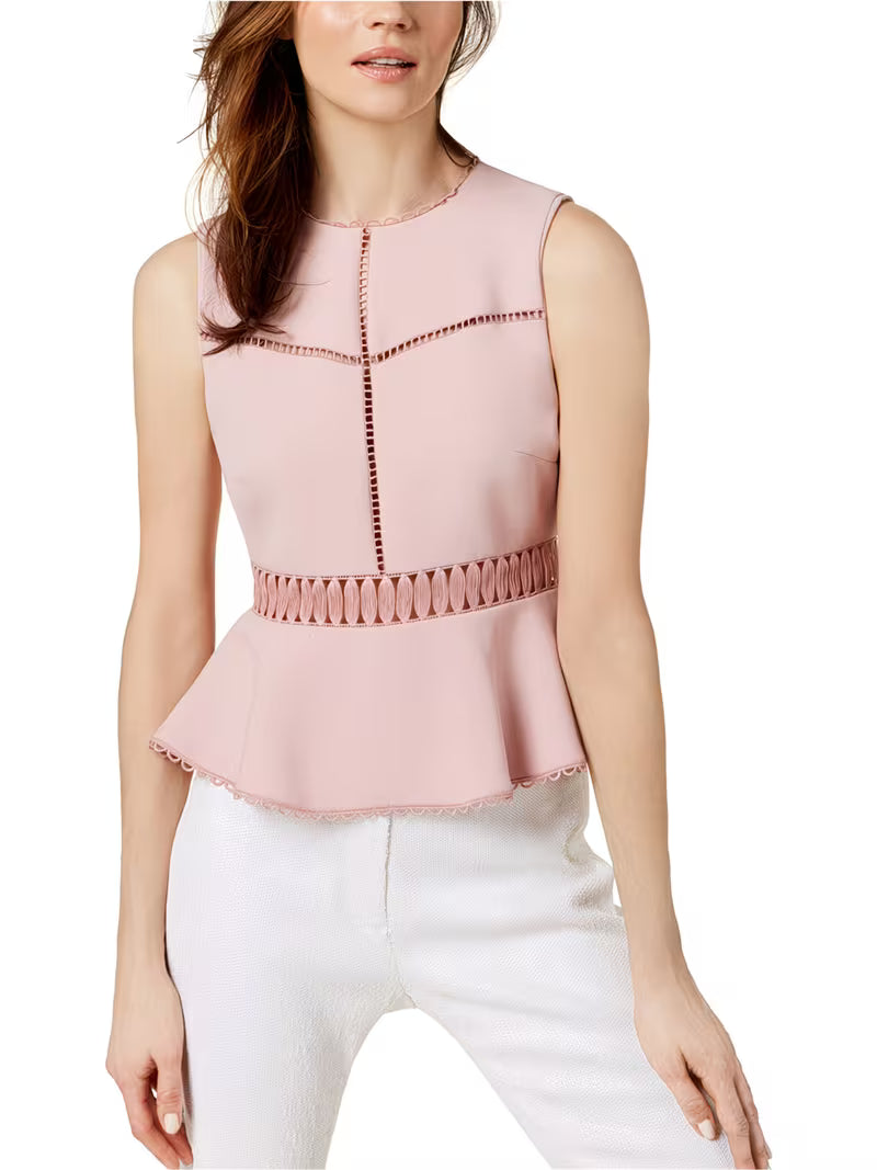 Rachel Roy Womens Cutout Peplum Blouse
