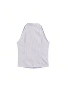French-Style Cinched Waist Striped Sleeveless Shirt for Women, Summer Slim-Fit Designer Cropped Halter Top