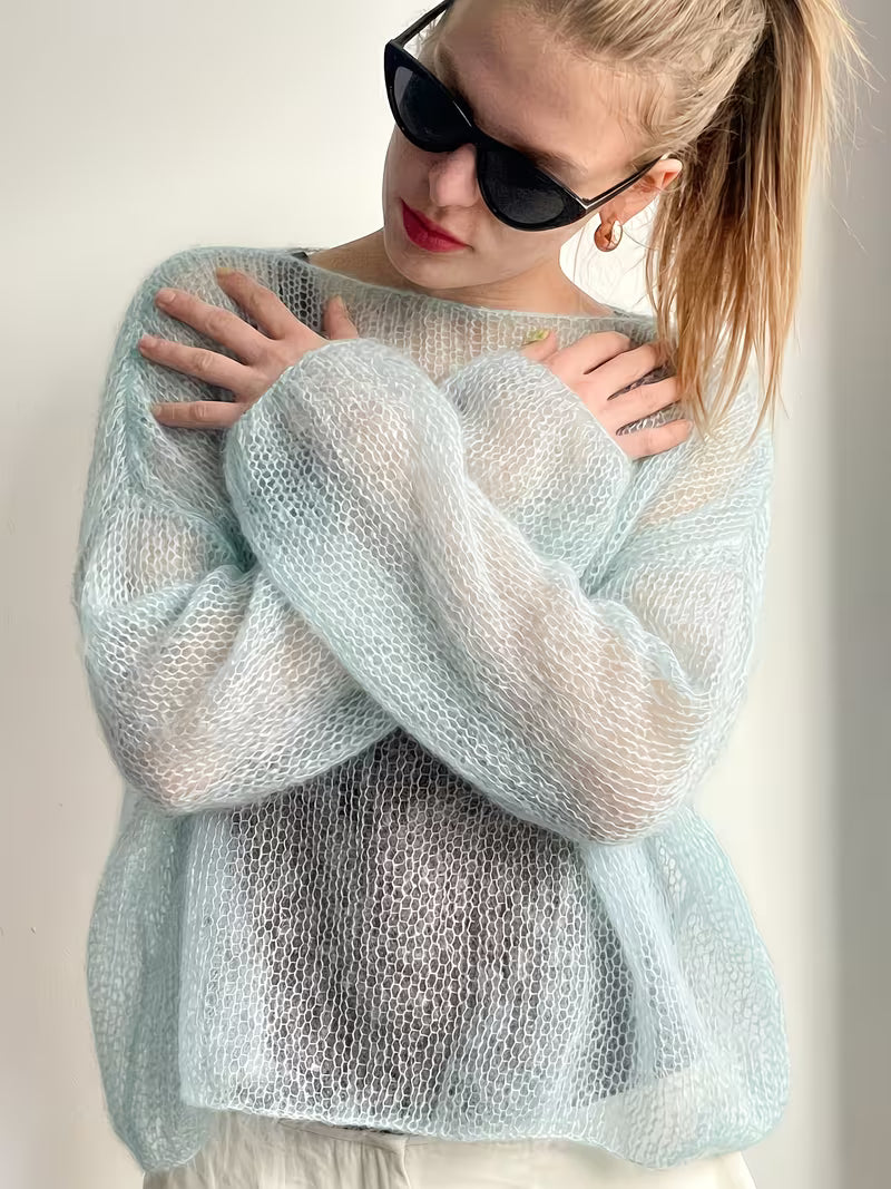 Women's Casual Elegant Sweater, Loose-Fit Solid Color Top