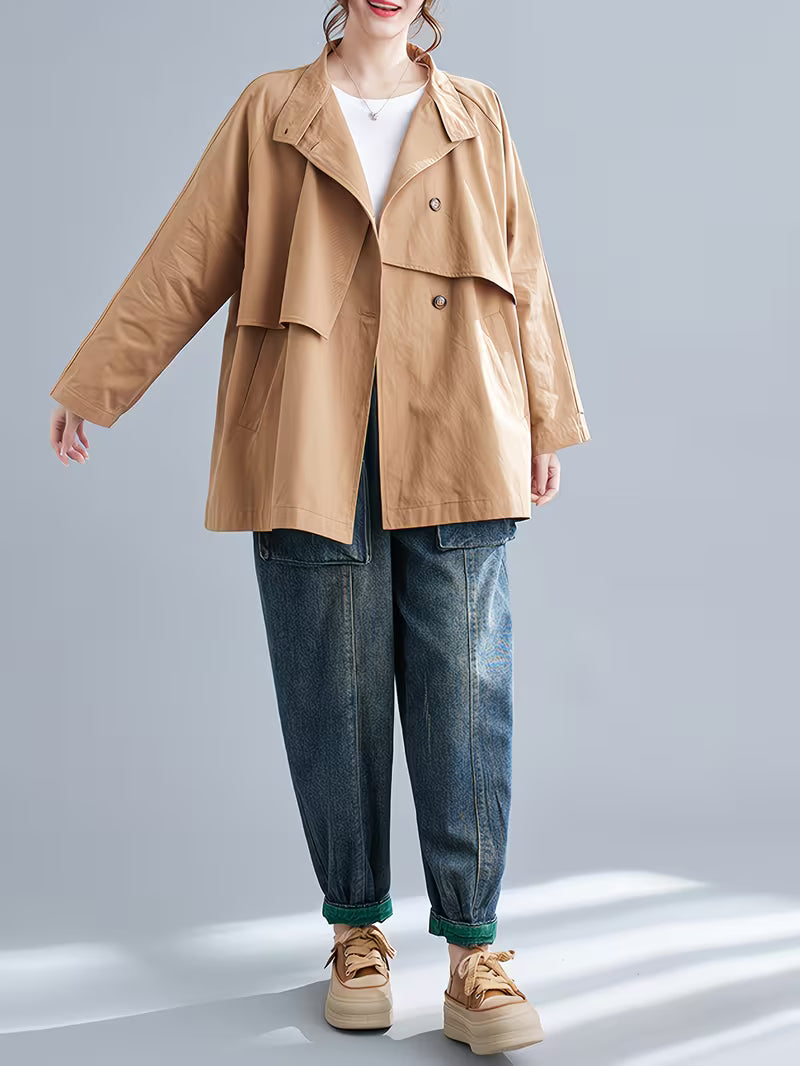 Fashionable Casual Loose Blazer Trench Coat for Women