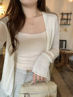 New Solid Color Cardigan Women'S Thin Sunscreen Outerwear Long Sleeve Top
