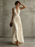 Elegant Pleated Fabric Pleated See-Through Zebra Stripe Suspender Dress, a Must-Have
