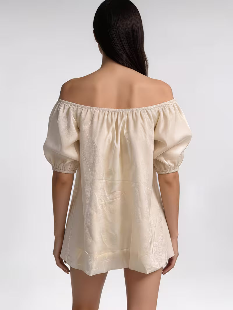 Women'S Off-Shoulder Puff Sleeve Blouse, Loose Casual Summer Top