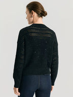 100% Linen 7-Gauge Openwork Cardigan, 2/24 Nm Yarn Waist-Cinching V-Neck Jacket, Lightweight And Breathable Knitwear
