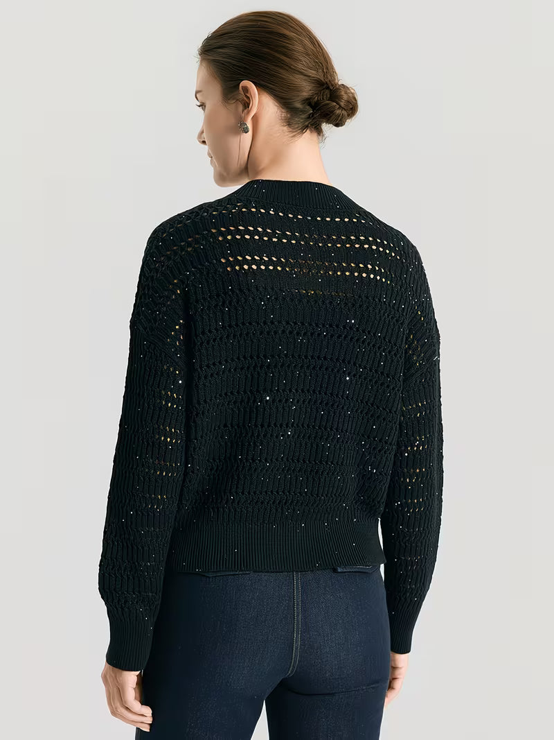 100% Linen 7-Gauge Openwork Cardigan, 2/24 Nm Yarn Waist-Cinching V-Neck Jacket, Lightweight And Breathable Knitwear