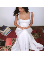 Women'S Dress Features Exquisite Lace Details, a Square Neckline Design, Is Sleeveless, And Comes with a Belt