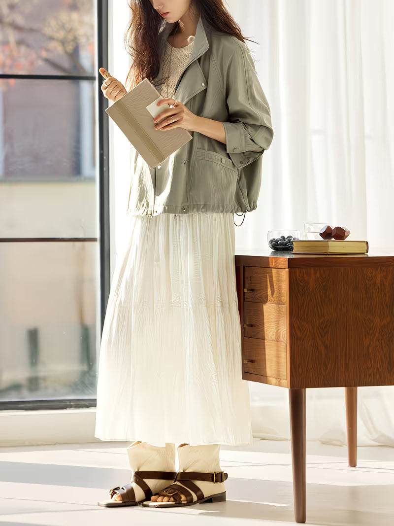 Women's Spring/Summer New Style Trench Coat 2-in-1 Look Loose Jacket Elegant Temperament Spring/Summer New Women's Raglan Sleeve Loose Casual Short Coat