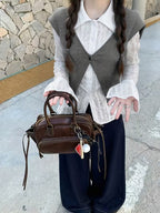 Summer Patchwork Fake Two-Piece Collar Casual Long Sleeve Fashion Easy Style Shirt