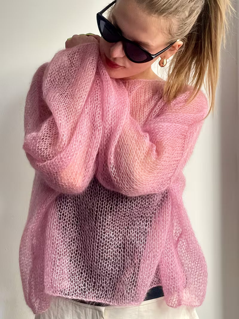Women's Casual Elegant Sweater, Loose-Fit Solid Color Top