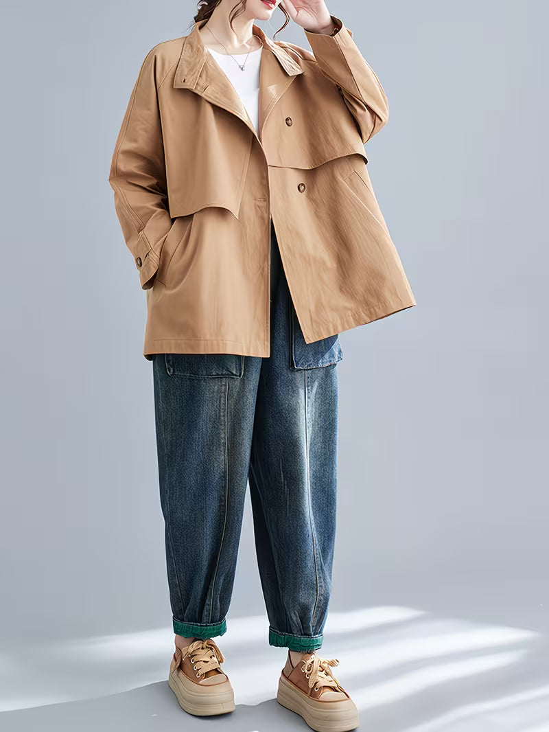 Fashionable Casual Loose Blazer Trench Coat for Women