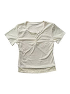2-in-1 Look Off-Shoulder Short Sleeve T-Shirt for Women, New Summer Korean Style Sweet Temperament Slim Fit Floral Print Pure Desire Spicy Top