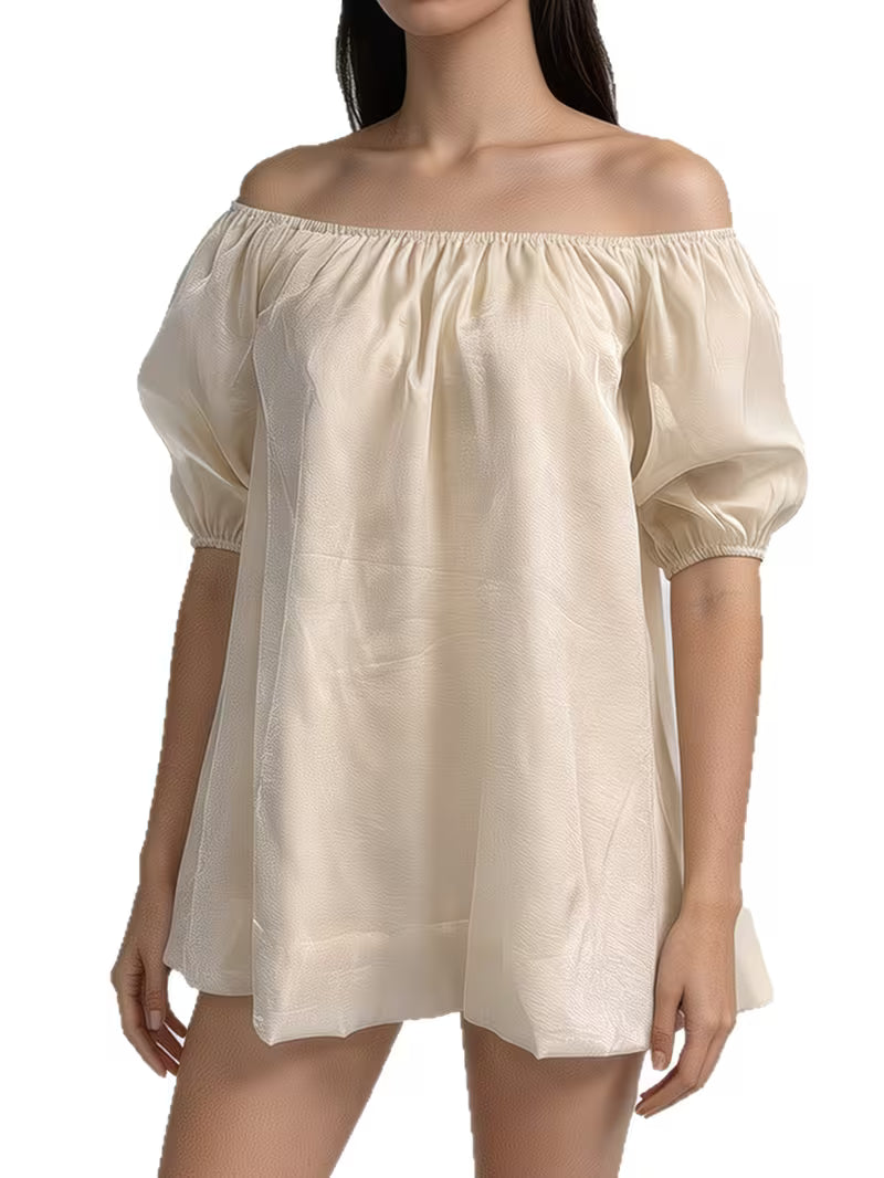 Women'S Off-Shoulder Puff Sleeve Blouse, Loose Casual Summer Top
