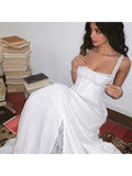 Women'S Dress Features Exquisite Lace Details, a Square Neckline Design, Is Sleeveless, And Comes with a Belt