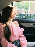 Elegant Off-Shoulder Blouse for Women with a Directional Design And Ruffled Details