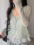 Korean-style Simple and Versatile Polka Dot Cardigan for Women, V-Neck, Ice Fiber Fabric, Sun-Protective Lightweight Shawl