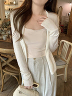 New Solid Color Cardigan Women'S Thin Sunscreen Outerwear Long Sleeve Top