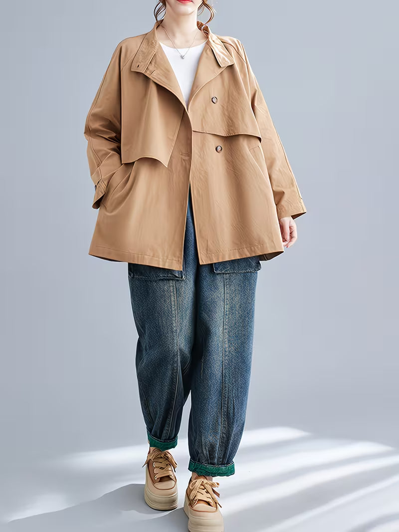Fashionable Casual Loose Blazer Trench Coat for Women