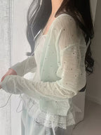 Korean-style Simple and Versatile Polka Dot Cardigan for Women, V-Neck, Ice Fiber Fabric, Sun-Protective Lightweight Shawl