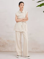 High Quality Luxury Women's Clothing, Spring And Summer Linen Sleeveless Vest