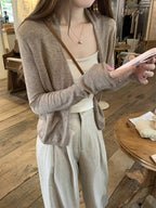 New Solid Color Cardigan Women'S Thin Sunscreen Outerwear Long Sleeve Top