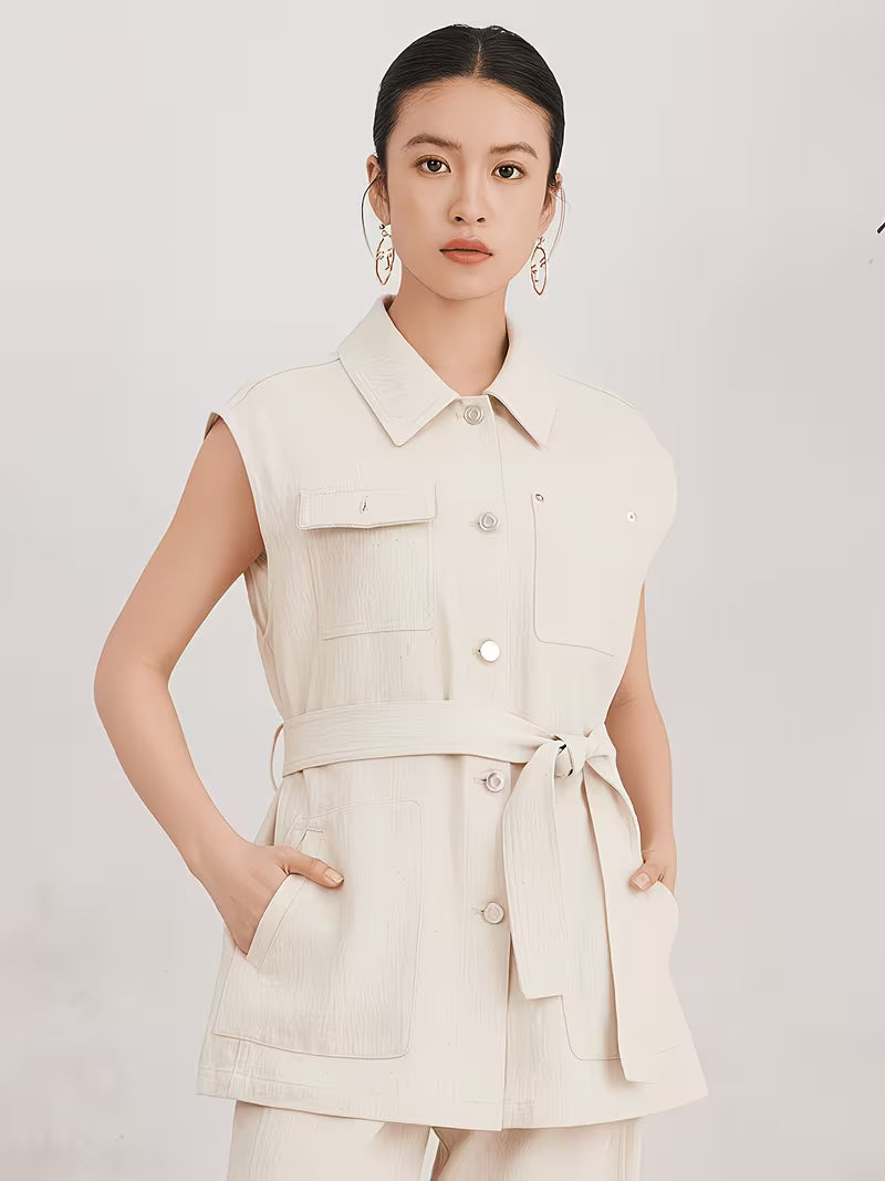 High Quality Luxury Women's Clothing, Spring And Summer Linen Sleeveless Vest