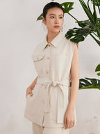 High Quality Luxury Women's Clothing, Spring And Summer Linen Sleeveless Vest