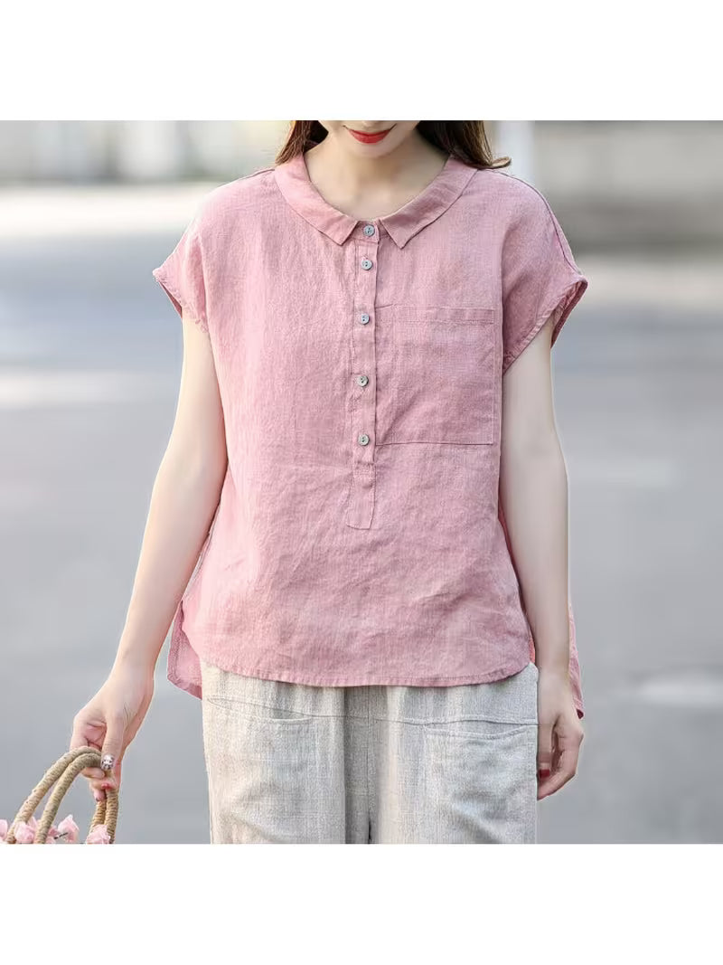 Peter Pan Collar Vintage Loose Shirt, Summer Age-reducing 2026 New Short-sleeve Fashion Top for Women